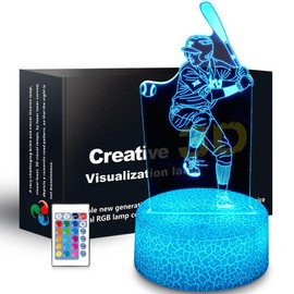 SHWKMOPPE Baseball Night Light,Baseball Gifts for Boy, 3D Baseball Lamp,Kids Bedside Lamp,16 Color Change Decor Lamp with Remote & Smart Touch, Gifts for Christmas Birthday Boys Men Girls…