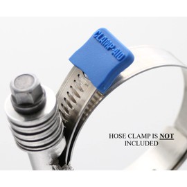 CLAMP-AID Brand Blue Hose Clamp End Guards covers for 5/8" wide large heavy duty industrial worm gear hose clamps found large diesel engines, construction eqiupment, agricultural machinery
