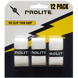 PROLITE No Slip Thin Grip - Perfect for Pickleball Paddles, Tennis, Racquetball, Squash, Platform Tennis, Badminton and More (12 Pack, White)