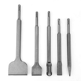 Keenso Juego de 5 Cinceles SDS Plus, Diferentes Tipos para Hormigón, Incluye Cincel Puntiagudo, Cincel Plano, para Cemento, Azulejos, Piedra
