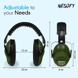 Ear Defenders Children – Ear Protection & Noise Cancelling Kids Ear Defender Age 3-16 Year - Foldable & Adjustable Headphones Autism for Baby – 26db SNR (Green, One Size Kids)