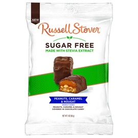Russell Stover, Peanuts Caramel & Nougat Chocolate Candy Sugar Free, 3 Ounce