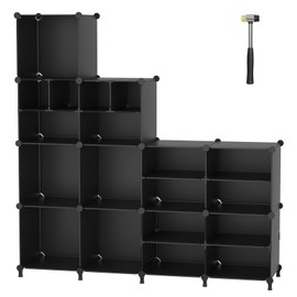 AWTATOS Cube Storage Closet Organizer Storage 12 Cube Shelves, Large and Small Cubes, DIY Portable Closet Clothes Storage Shelfs for Home, Bedroom, Black