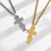 INFUSEU Orthodox Cross Necklace Men Eastern Orthodox Christian Gifts Russian