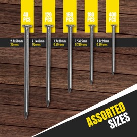 1000pk Assorted Nails Pack | Nails for Hanging Pictures | Picture Nails for Walls | Small Nails for Wood | Fence Nails | Thin Nails | Picture Hanging Nails | Wood Nails Outdoor |Wall Nails for Picture