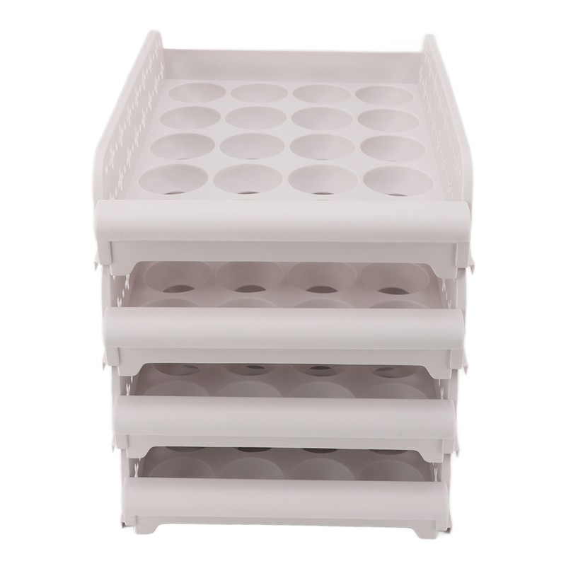 4PCS Egg Container for Refrigerator PP Stackable Shockproof Egg Drawer