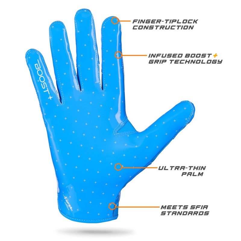 Grip Boost Youth Football Gloves Solid Stealth 6.0 Boost Plus