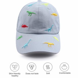 iNszkoos Children's Baseball Cap for Boys Girls Summer Dinosaur Embroidery Adjustable Sports Cap UV Protection Cotton Peaked Cap Baseball Cap for Children 2-6 Years, blue
