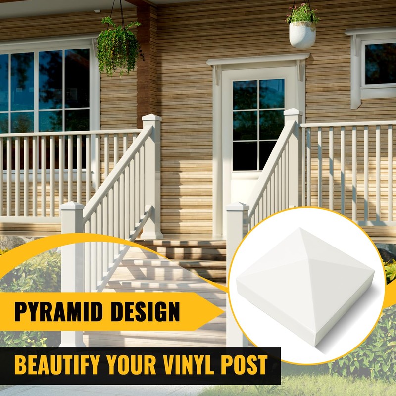 VIVIDA 4" x 4" Fence Post Caps, Pyramid PVC Vinyl