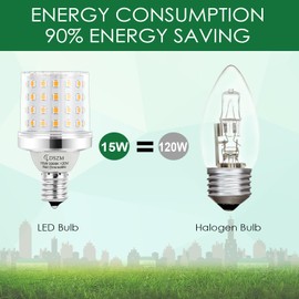 E17 Super Bright LED Bulb,15W Intermediate E17 Base LED G14 Bulbs,120 Watt Equivalent 1200lm Warm White 3000K Ceiling Fan Light Bulbs, Non-Dimmable Chandelier Light Bulb, Pack of 4