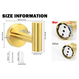 Livabber Bathroom Towel Hooks, 304 Stainless Steel Robe Towel Hooks Waterproof Shower Hooks Wall Mounted, Heavy Duty Towel Hangers for Bathroom Kitchen Bedroom, 4-Pack (Gold)