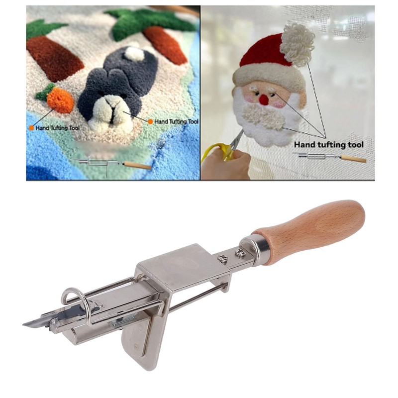 Hand Tufting Tool Wooden Handle Sturdy Metal Quick Flexible Operation