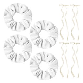 4 Pieces Of Velvet Hair Ring And 4 Pieces Of Bow Ribbon Clip, Simple Ponytail Hair Rope, Streamer Hair Clip, Hair Accessories.