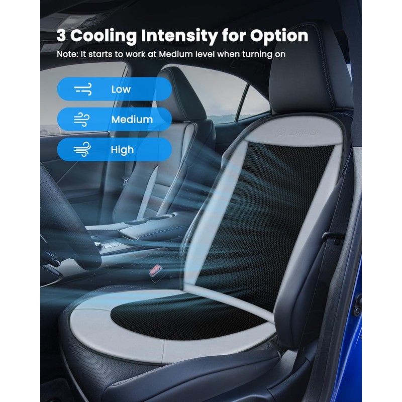COMFIER Black 12V Cooling Car Seat Cover Cushions, Front Seat