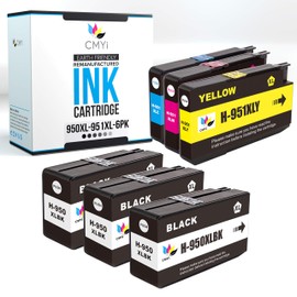 CMYi 950XL 951XL Replacement Combo Pack Ink Cartridges for HP Officejet Pro 251dw, 276dw MFP, 8100, 8600, 8610, 8615, 8616, 8620, 8625, 8630, 8640 Printers (3 Black, 1 Cyan, 1 Magenta, 1 Yellow)