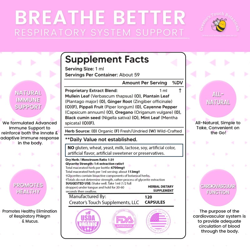 Creator's Touch Supplements Breathe Better Extract– 2 oz | Natural