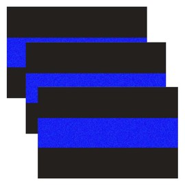 DUSCOKE 3PCS Reflective Police Thin Blue Line Car Sticker Decal, 4" x 2.7" Waterproof Vinyl Sticker Bumper Decal, Honoring Police Law Enforcement Decorative Stickers for Car Truck Window Laptop (3PCS)