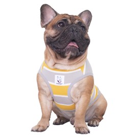 iChoue Dog T Shirts Tank Top Clothes for French English Bulldog Frenchie Pug - Yellow Grey, Small