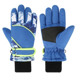 QKURT Winter Windproof Snow Gloves, Heat Insulating Gloves Girls Boys Cold Weather Gloves Ski Gloves for 5 - 8 Years Old Children Sledging Snowboard Skating Cycling Running