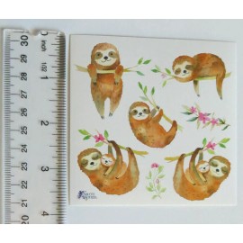 Violette Stickers - SLOTHS - 4x4 Square Sheet of Stickers #K53