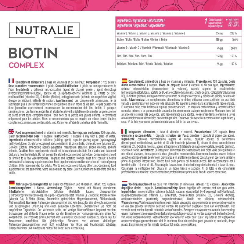 Biotin 10,000mcg | Vitamins D and E, Zinc, Selenium |