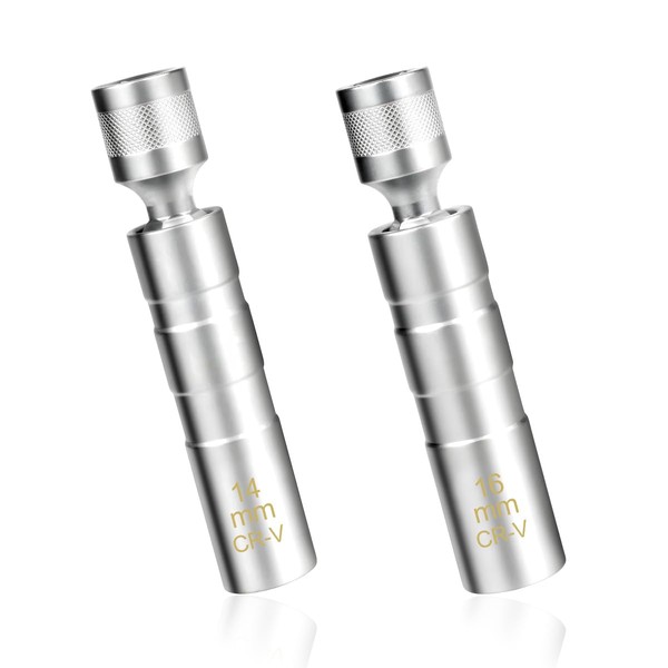 NYTKL 2PCS 14mm & 16mm Magnetic Swivel Spark Plug Socket,