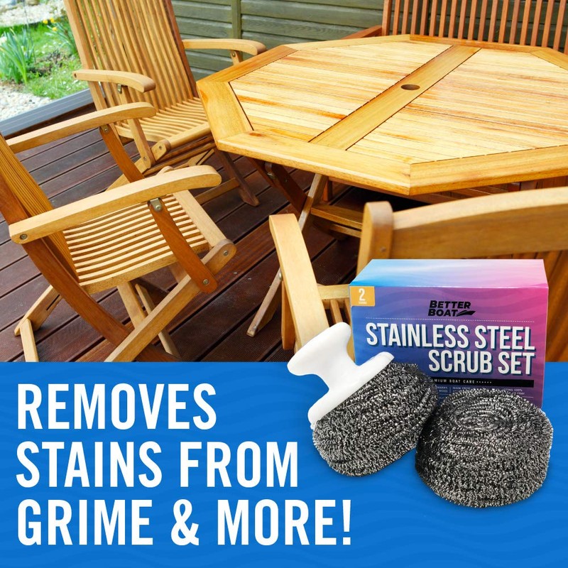 Stainless Steel Scrubber Set, Marine Grade Steel Wool Scouring Pads