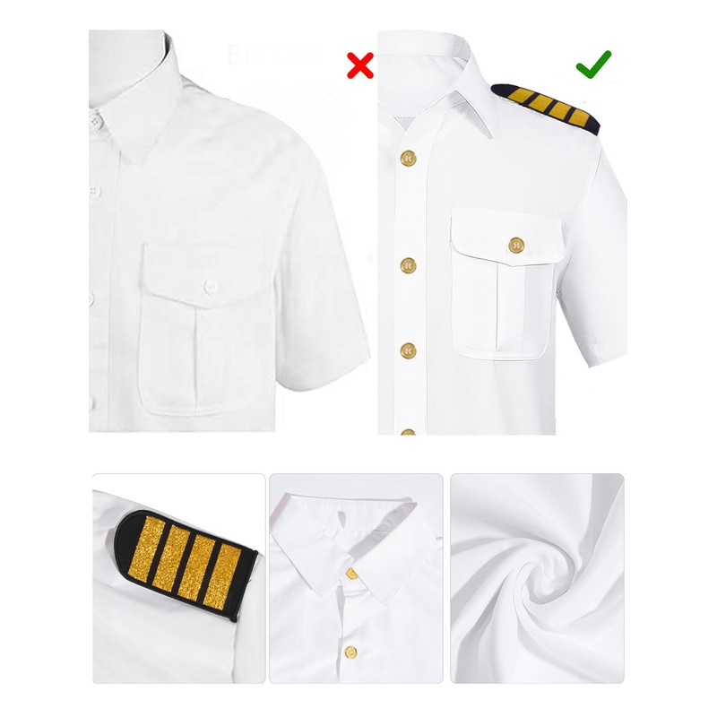 Men's Yacht Captain Sailor Costume 7PCS Adult Navy Shirt Hat
