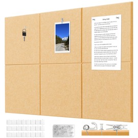 G Gamit Felt Wall Tiles Bulletin Board Large Cork Board Alternative 6 Pack 11.81”x11.81”x0.47” Felt Pin Board Tack Board with Safe Removable Adhesive Tabs for Home Office School 36x24 (Bright Tan)