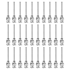 HARFINGTON 30pcs 14Gauge Stainless Steel Dispensing Needles, 1" All Metal Glue Needle Tube Blunt Tips Luer Lock for Thick Liquids, Ink, Glue, Lab Use