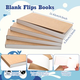 TANEMUDO 52 Pcs Blank Flip Books Bulk 4.5 x 2.5 Inch Mini Sketch Pad Kit, Animation Flipbook Paper for Drawing, Sketching, Cartoon, and Art