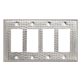 Monarch Abode Rocker Light Switch Cover Plate – 4-Gang Brushed Nickel Decorator Wall Plates, Hand Hammered Decorative Outlet Covers Wall Plates for Receptacle, GFCI Electric Outlet Cover, Pack of 1
