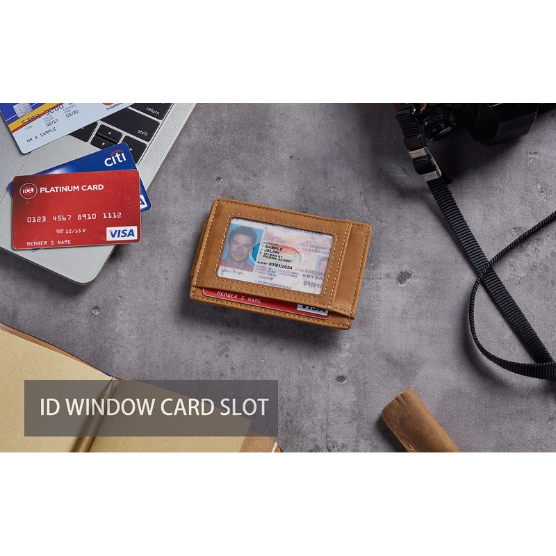 Toughergun Minimalist Wallet for Men with Magnetic Money Clip Leather