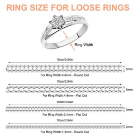 Ring Size Adjuster - 12pcs Ring Adjuster，Invisible Ring Tightener Guards, Transparent Spring Sizer for Loose Rings, Fits Most Women & Men