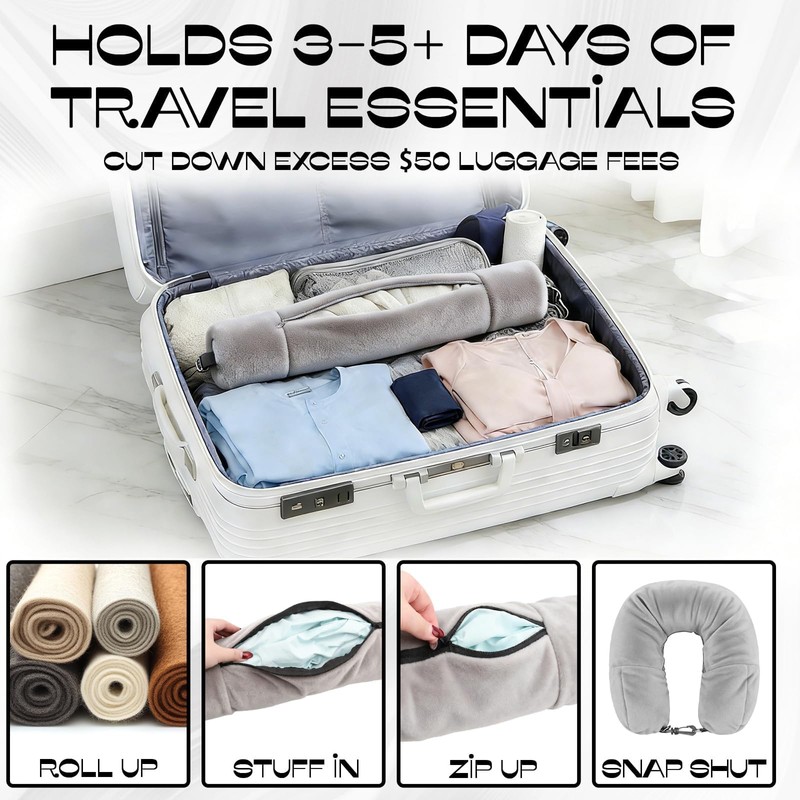 Asofelk 1PCS Stuffable Neck Pillow for Travel, Adjustable Stuffable Travel