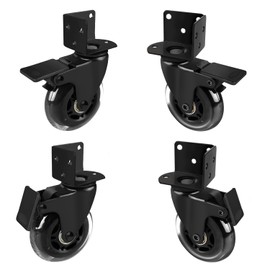 Hirate 3" L-Shaped Plate Swivel Caster with Brake, Side Mount Casters Mute Rolling for Flower Stand, Furniture, Bookshelf, Loading Capacity 600 Lbs, Set of 4