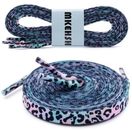 MKEHSH Colorful Pattern Shoe Laces: 47 Inch Colorful Leopard Pattern Flat Print Shoelaces for Sneakers 2 Pairs, 21 Colorful Leopard Pattern, 47 inch(120CM)