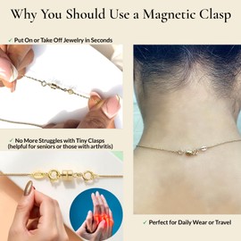 Everyday Elegance Solid 14K Yellow Gold Magnetic Clasps and Closures for Necklaces Bracelets Anklets| Clasp Converter | with Spring Ring Clasp | 2 Clasps | 4.5mm Thickness