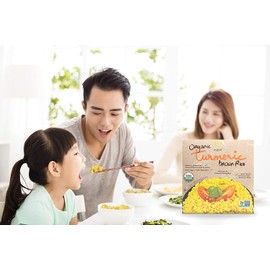 Healthee Organic Brown Rice, Gluten Free, Fully Cooked and Ready-to-Eat, USDA Certified Organic, GMO-Free, Microwaveable (Turmeric, Pack of 4)