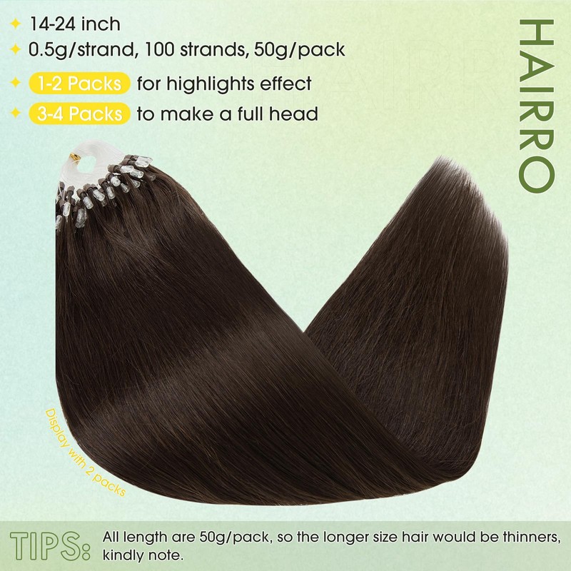 Hairro Microlink Human Hair Extensions For Women Micro Loop Micro