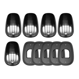 Mynoway 5PCS LED Cab Roof Lights Lamps Fits for Ram 1500/2500/3500 (2003-2018) and Fits For Ram 4500/5500 (2011-2018) Smoked Lens White LEDs with 5 Rubber Gaskets(Fits Factory Roof Lights Only)