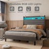 GAOMON Full Bed Frame with Charging Station, LED Light Full