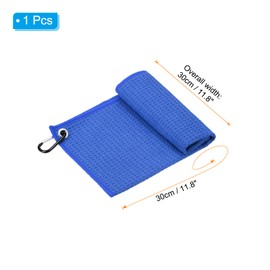 PATIKIL 12"x12" Tri-Fold Golf Towels, Waffle Pattern Towels Soft Fiber Strong Water Absorption with D Clip for Golf Lovers, Dark Blue