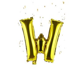 Gold Letter “W” Balloons 16 Inch, Mylar Foil Letter Alphabet, Hanging, Reusable for girls boys adults Birthday,Surprise,Wedding, Celebration, Sports Party Event Decoration Supplies