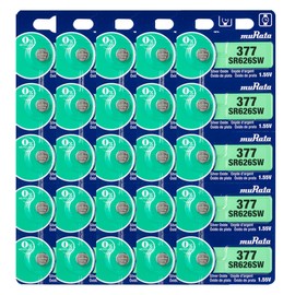 Murata 377 Battery SR626SW 1.55V Silver Oxide Watch Button Cell (25 Batteries)