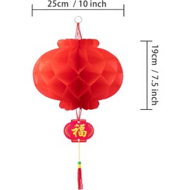 XUANZHI 20 Pieces 10 Inch Chinese Red Paper Lanterns Festival Decorations for New Year, Spring Festival, Wedding and Restaurant
