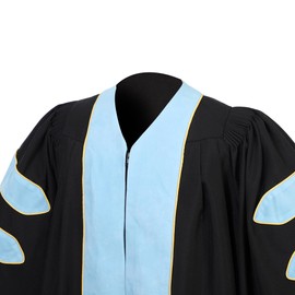 Erligo Unisex Deluxe Doctoral Graduation Gown and Doctoral Hood 8-Sided Tam Package for Faculty Academic Regalia (Sky Royal Blue, 48)