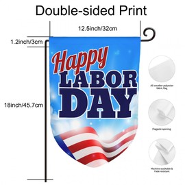 Uanvaha Happy Labor Day Garden Flags Welcome Flag 12.5x18 Inch Double Sided Polyester Yard Lawn Flag Outdoor Patio House Decor
