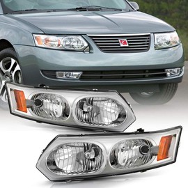 ACANII - For 2003-2007 Saturn ION Sedan Chrome Housing OE Style Headlights Headlamps Aftermarket Driver + Passenger Side