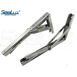 SeaLux Heavy Duty Wall Mount Folding Brackets 90 Degree Shelf, Bench, Table Support Stainless Steel 12" Long Arm with Easy Reach Long Release Handle/Max. Bearing 550 lb (Sold as 2 pcs)